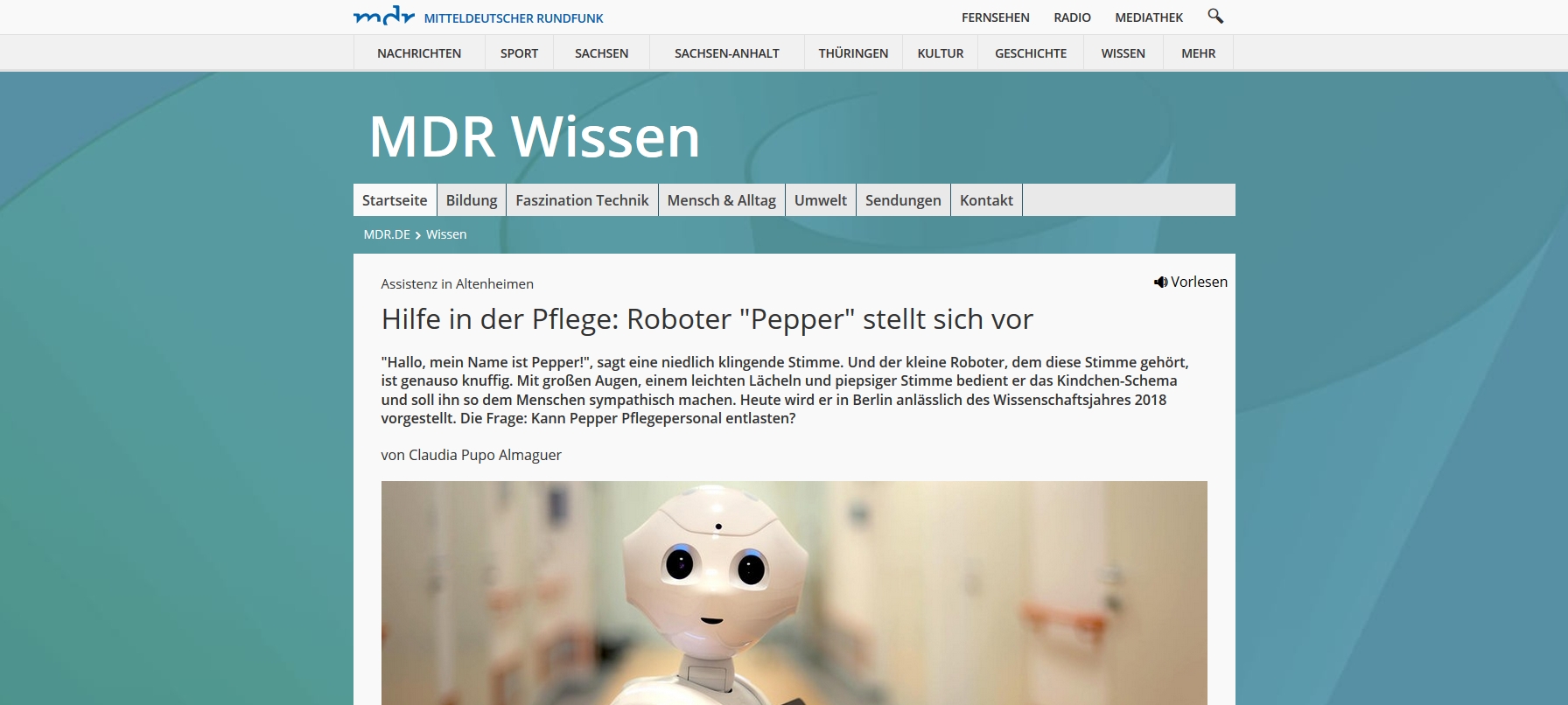 Thea und das Projekt im Beitrag auf MDR Wissen